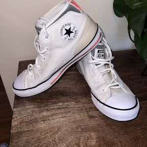 NEW Rare Converse CTAS Syde Street Mid White/Black/Hyper Orange Youth Size 4‎